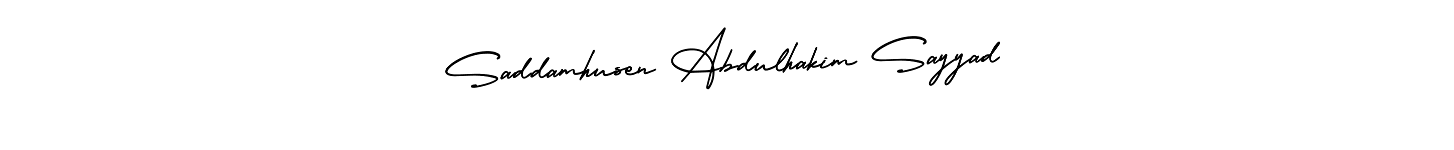 Make a short Saddamhusen Abdulhakim Sayyad signature style. Manage your documents anywhere anytime using AmerikaSignatureDemo-Regular. Create and add eSignatures, submit forms, share and send files easily. Saddamhusen Abdulhakim Sayyad signature style 3 images and pictures png