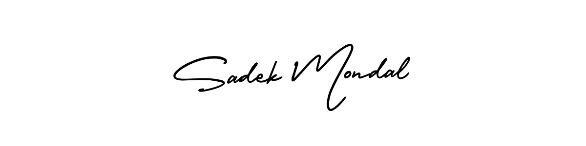 The best way (AmerikaSignatureDemo-Regular) to make a short signature is to pick only two or three words in your name. The name Sadek Mondal include a total of six letters. For converting this name. Sadek Mondal signature style 3 images and pictures png