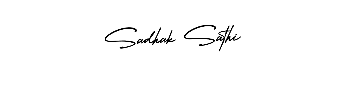 How to make Sadhak Sathi name signature. Use AmerikaSignatureDemo-Regular style for creating short signs online. This is the latest handwritten sign. Sadhak Sathi signature style 3 images and pictures png