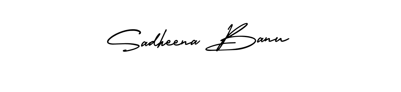 The best way (AmerikaSignatureDemo-Regular) to make a short signature is to pick only two or three words in your name. The name Sadheena Banu include a total of six letters. For converting this name. Sadheena Banu signature style 3 images and pictures png