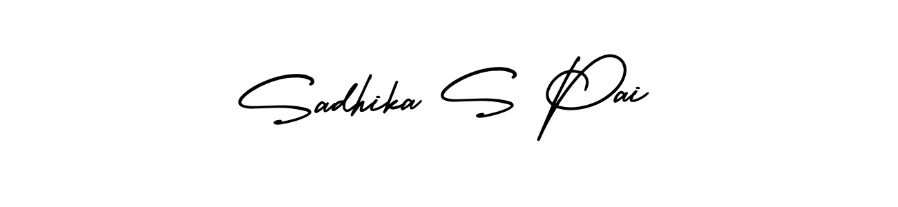 The best way (AmerikaSignatureDemo-Regular) to make a short signature is to pick only two or three words in your name. The name Sadhika S Pai include a total of six letters. For converting this name. Sadhika S Pai signature style 3 images and pictures png