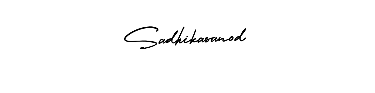 You should practise on your own different ways (AmerikaSignatureDemo-Regular) to write your name (Sadhikasanod) in signature. don't let someone else do it for you. Sadhikasanod signature style 3 images and pictures png