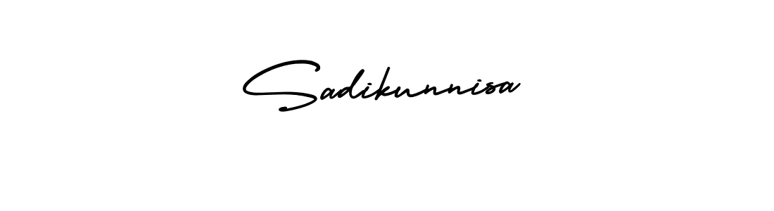 The best way (AmerikaSignatureDemo-Regular) to make a short signature is to pick only two or three words in your name. The name Sadikunnisa include a total of six letters. For converting this name. Sadikunnisa signature style 3 images and pictures png