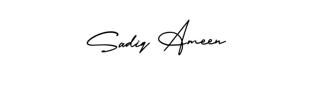 The best way (AmerikaSignatureDemo-Regular) to make a short signature is to pick only two or three words in your name. The name Sadiq Ameen include a total of six letters. For converting this name. Sadiq Ameen signature style 3 images and pictures png