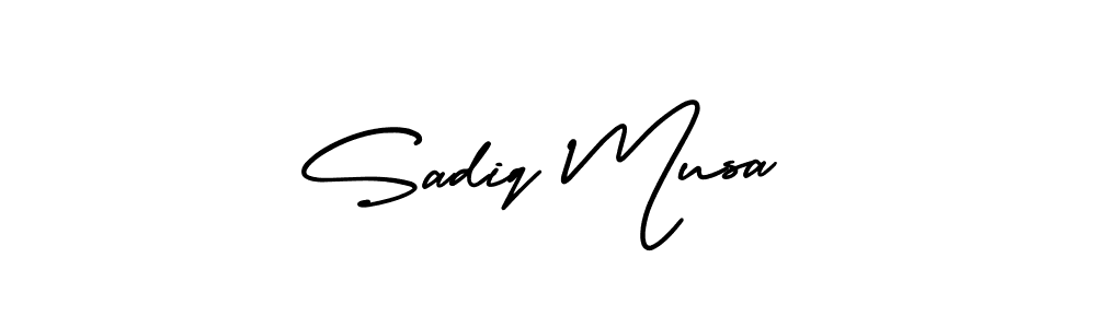 The best way (AmerikaSignatureDemo-Regular) to make a short signature is to pick only two or three words in your name. The name Sadiq Musa include a total of six letters. For converting this name. Sadiq Musa signature style 3 images and pictures png