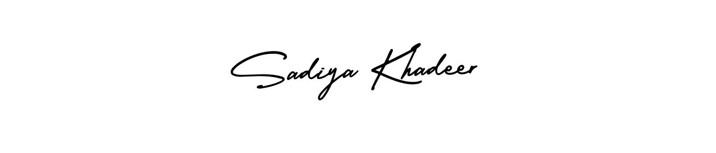 This is the best signature style for the Sadiya Khadeer name. Also you like these signature font (AmerikaSignatureDemo-Regular). Mix name signature. Sadiya Khadeer signature style 3 images and pictures png