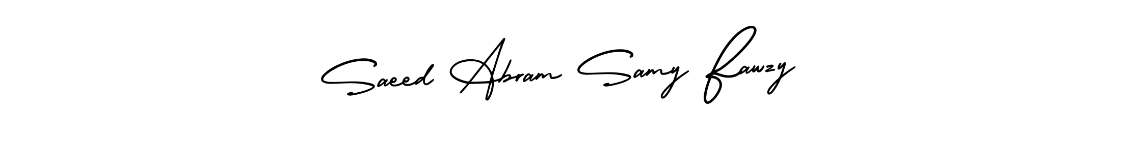 You should practise on your own different ways (AmerikaSignatureDemo-Regular) to write your name (Saeed Abram Samy Fawzy) in signature. don't let someone else do it for you. Saeed Abram Samy Fawzy signature style 3 images and pictures png