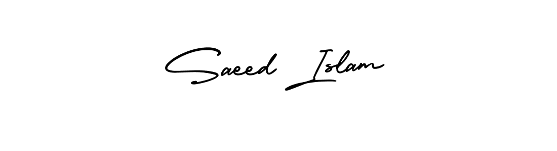 The best way (AmerikaSignatureDemo-Regular) to make a short signature is to pick only two or three words in your name. The name Saeed Islam include a total of six letters. For converting this name. Saeed Islam signature style 3 images and pictures png