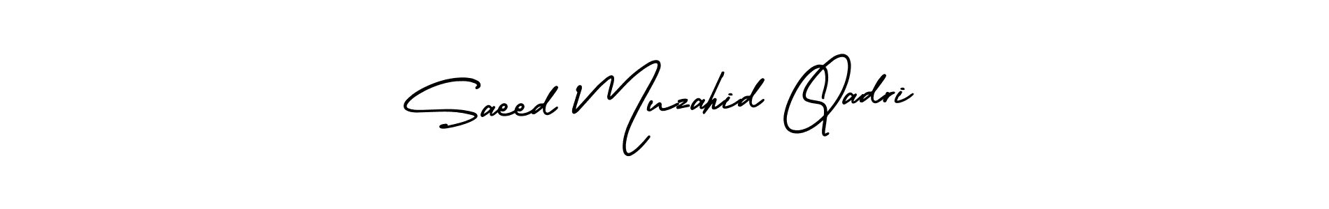 This is the best signature style for the Saeed Muzahid Qadri name. Also you like these signature font (AmerikaSignatureDemo-Regular). Mix name signature. Saeed Muzahid Qadri signature style 3 images and pictures png