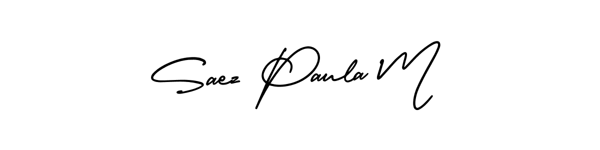 This is the best signature style for the Saez Paula M name. Also you like these signature font (AmerikaSignatureDemo-Regular). Mix name signature. Saez Paula M signature style 3 images and pictures png