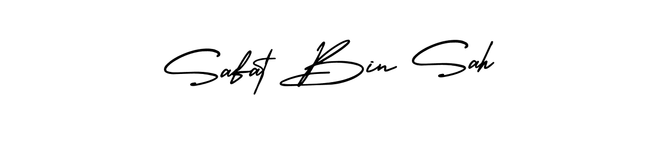 The best way (AmerikaSignatureDemo-Regular) to make a short signature is to pick only two or three words in your name. The name Safat Bin Sah include a total of six letters. For converting this name. Safat Bin Sah signature style 3 images and pictures png