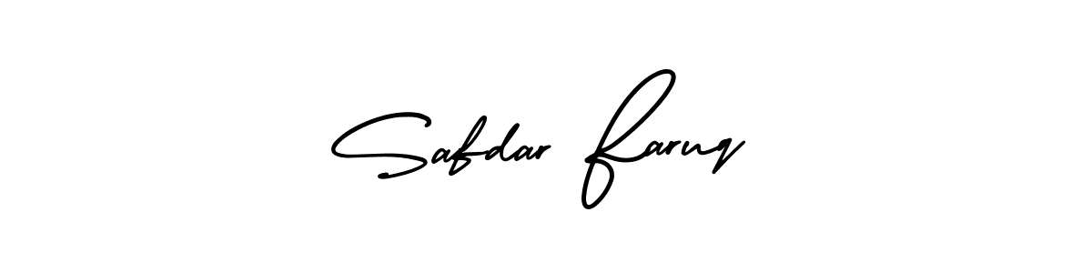 This is the best signature style for the Safdar Faruq name. Also you like these signature font (AmerikaSignatureDemo-Regular). Mix name signature. Safdar Faruq signature style 3 images and pictures png