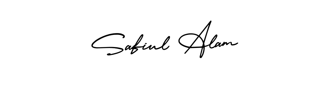 You should practise on your own different ways (AmerikaSignatureDemo-Regular) to write your name (Safiul Alam) in signature. don't let someone else do it for you. Safiul Alam signature style 3 images and pictures png