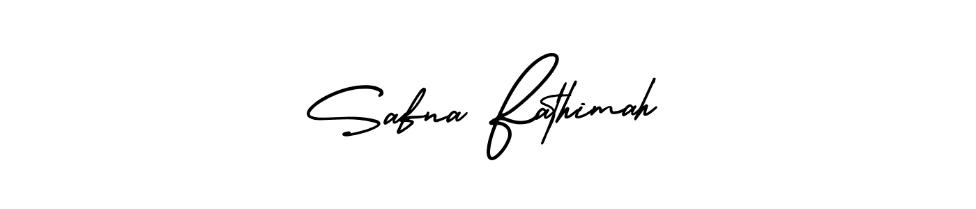 Make a beautiful signature design for name Safna Fathimah. With this signature (AmerikaSignatureDemo-Regular) style, you can create a handwritten signature for free. Safna Fathimah signature style 3 images and pictures png