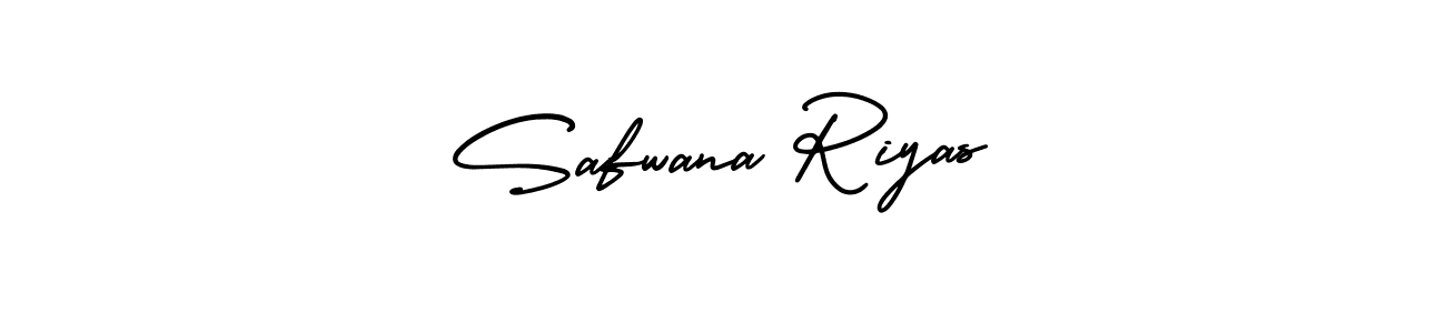 You should practise on your own different ways (AmerikaSignatureDemo-Regular) to write your name (Safwana Riyas) in signature. don't let someone else do it for you. Safwana Riyas signature style 3 images and pictures png