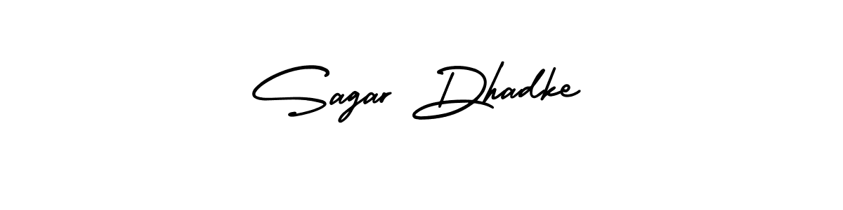 This is the best signature style for the Sagar Dhadke name. Also you like these signature font (AmerikaSignatureDemo-Regular). Mix name signature. Sagar Dhadke signature style 3 images and pictures png