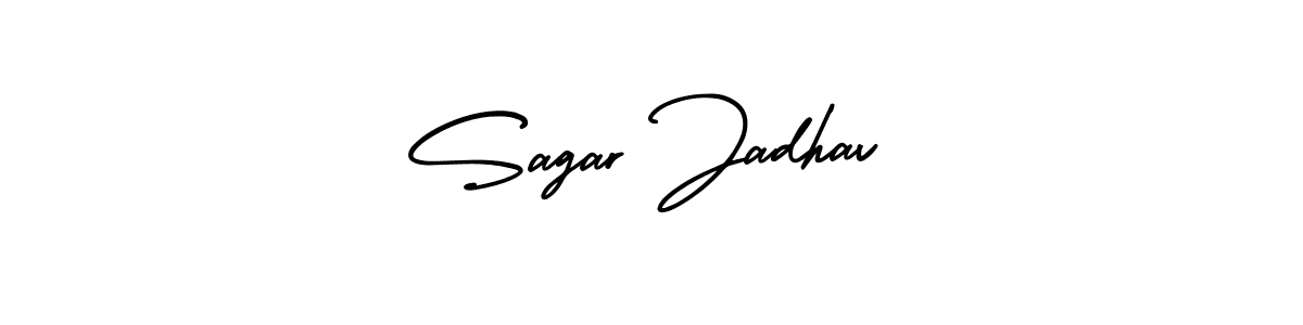 Similarly AmerikaSignatureDemo-Regular is the best handwritten signature design. Signature creator online .You can use it as an online autograph creator for name Sagar Jadhav. Sagar Jadhav signature style 3 images and pictures png