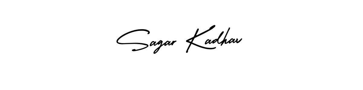 Similarly AmerikaSignatureDemo-Regular is the best handwritten signature design. Signature creator online .You can use it as an online autograph creator for name Sagar Kadhav. Sagar Kadhav signature style 3 images and pictures png