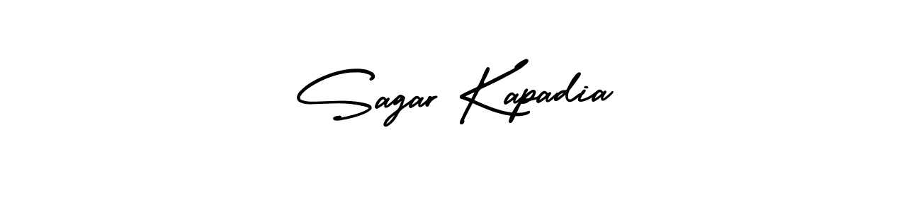 You should practise on your own different ways (AmerikaSignatureDemo-Regular) to write your name (Sagar Kapadia) in signature. don't let someone else do it for you. Sagar Kapadia signature style 3 images and pictures png