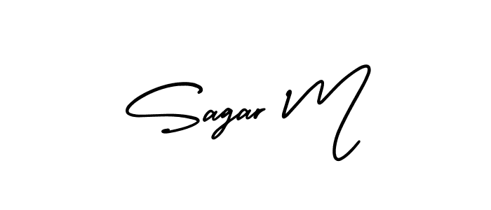 How to make Sagar M signature? AmerikaSignatureDemo-Regular is a professional autograph style. Create handwritten signature for Sagar M name. Sagar M signature style 3 images and pictures png