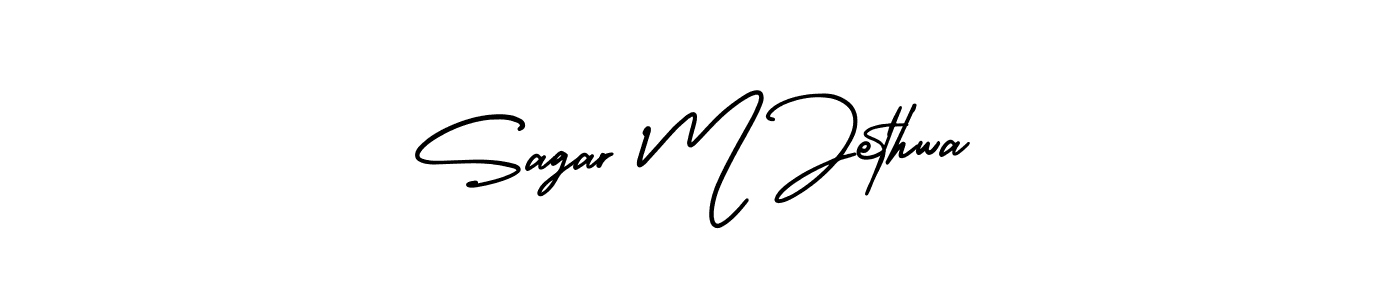 How to make Sagar M Jethwa name signature. Use AmerikaSignatureDemo-Regular style for creating short signs online. This is the latest handwritten sign. Sagar M Jethwa signature style 3 images and pictures png