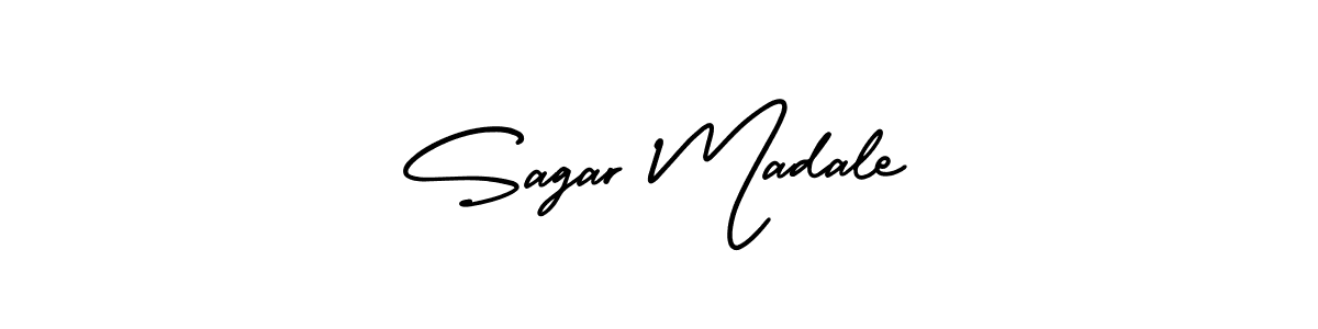 This is the best signature style for the Sagar Madale name. Also you like these signature font (AmerikaSignatureDemo-Regular). Mix name signature. Sagar Madale signature style 3 images and pictures png