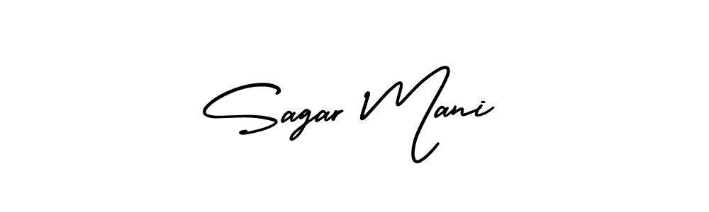 This is the best signature style for the Sagar Mani name. Also you like these signature font (AmerikaSignatureDemo-Regular). Mix name signature. Sagar Mani signature style 3 images and pictures png