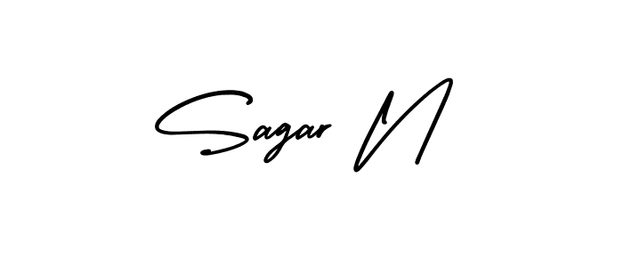 You should practise on your own different ways (AmerikaSignatureDemo-Regular) to write your name (Sagar N) in signature. don't let someone else do it for you. Sagar N signature style 3 images and pictures png