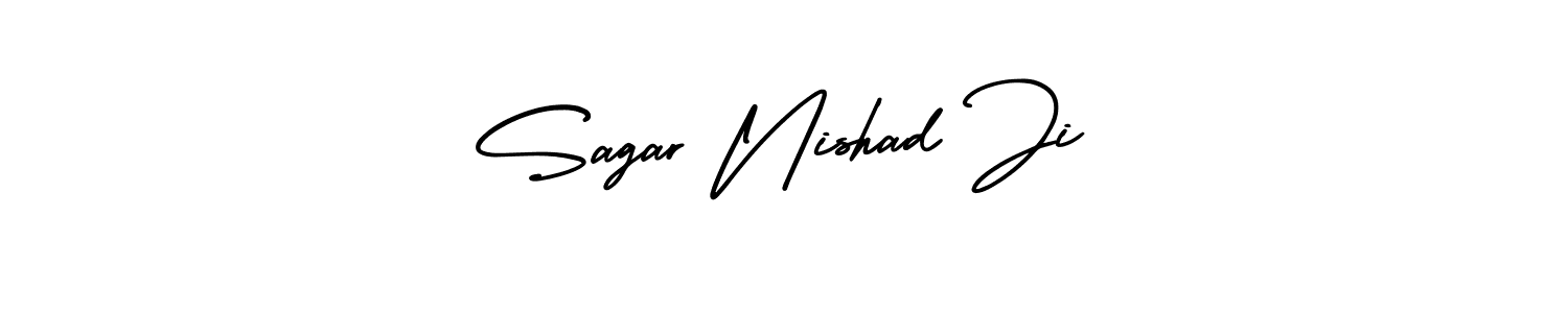 The best way (AmerikaSignatureDemo-Regular) to make a short signature is to pick only two or three words in your name. The name Sagar Nishad Ji include a total of six letters. For converting this name. Sagar Nishad Ji signature style 3 images and pictures png