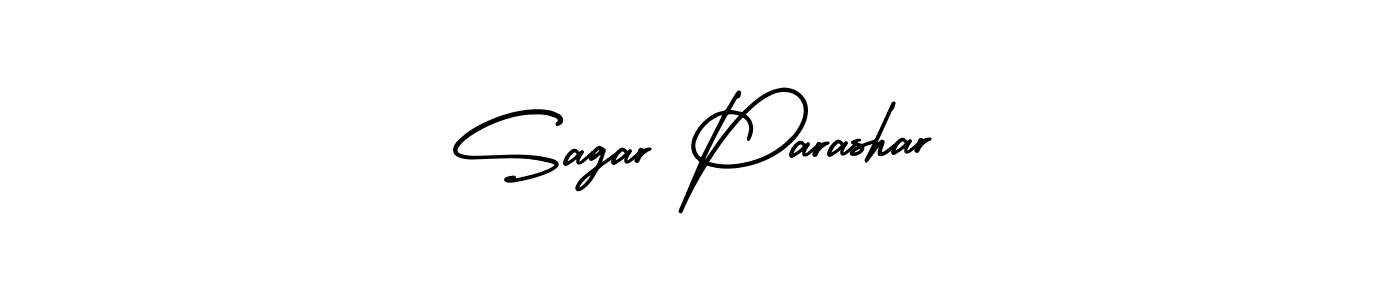 You should practise on your own different ways (AmerikaSignatureDemo-Regular) to write your name (Sagar Parashar) in signature. don't let someone else do it for you. Sagar Parashar signature style 3 images and pictures png