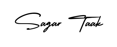 The AmerikaSignatureDemo-Regular typeface gives name Sagar Taak a refined look. Suitable for certificates, diplomas, and official verification. Sagar Taak signature style 3 images and pictures png