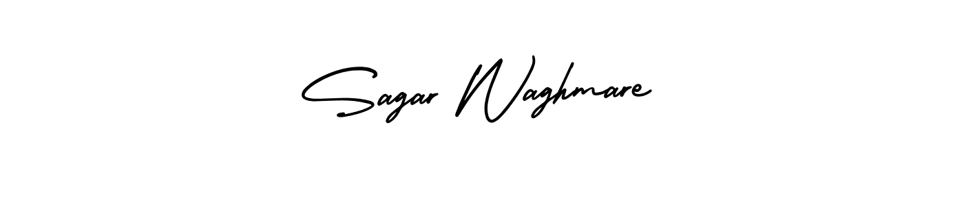 You should practise on your own different ways (AmerikaSignatureDemo-Regular) to write your name (Sagar Waghmare) in signature. don't let someone else do it for you. Sagar Waghmare signature style 3 images and pictures png