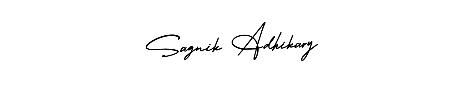 This is the best signature style for the Sagnik Adhikary name. Also you like these signature font (AmerikaSignatureDemo-Regular). Mix name signature. Sagnik Adhikary signature style 3 images and pictures png