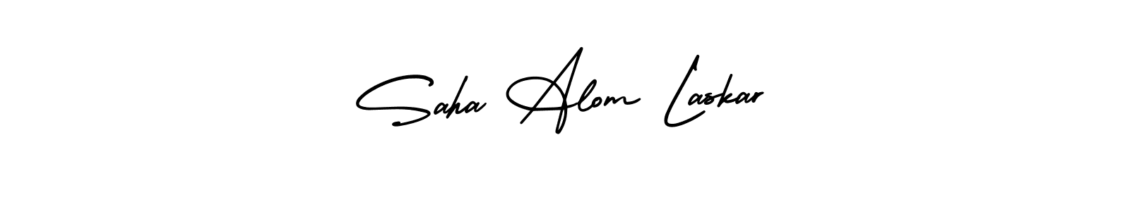 Similarly AmerikaSignatureDemo-Regular is the best handwritten signature design. Signature creator online .You can use it as an online autograph creator for name Saha Alom Laskar. Saha Alom Laskar signature style 3 images and pictures png