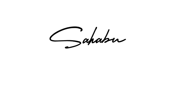 You should practise on your own different ways (AmerikaSignatureDemo-Regular) to write your name (Sahabu) in signature. don't let someone else do it for you. Sahabu signature style 3 images and pictures png