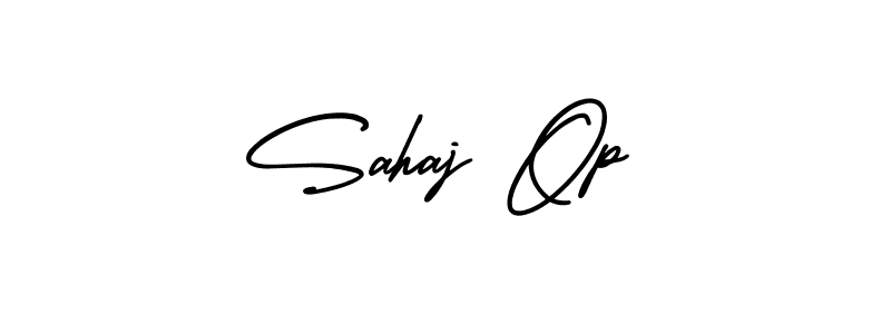 Use a signature maker to create a handwritten signature online. With this signature software, you can design (AmerikaSignatureDemo-Regular) your own signature for name Sahaj Op. Sahaj Op signature style 3 images and pictures png