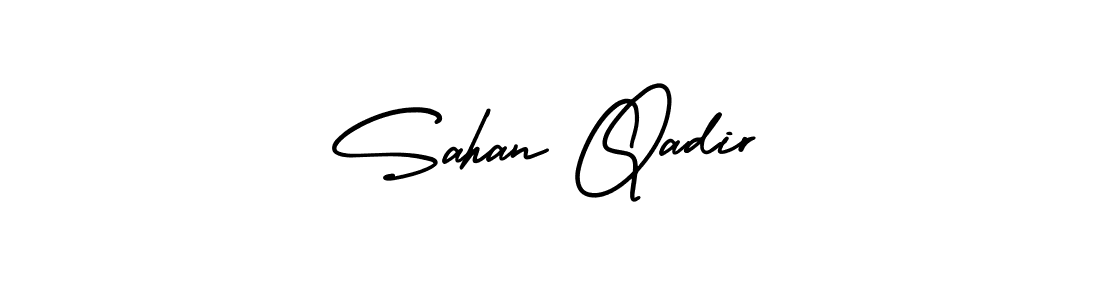 The best way (AmerikaSignatureDemo-Regular) to make a short signature is to pick only two or three words in your name. The name Sahan Qadir include a total of six letters. For converting this name. Sahan Qadir signature style 3 images and pictures png