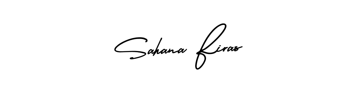 This is the best signature style for the Sahana Firas name. Also you like these signature font (AmerikaSignatureDemo-Regular). Mix name signature. Sahana Firas signature style 3 images and pictures png