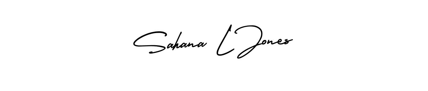 The best way (AmerikaSignatureDemo-Regular) to make a short signature is to pick only two or three words in your name. The name Sahana L Jones include a total of six letters. For converting this name. Sahana L Jones signature style 3 images and pictures png