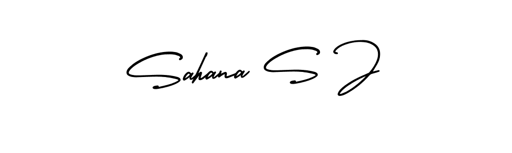The best way (AmerikaSignatureDemo-Regular) to make a short signature is to pick only two or three words in your name. The name Sahana S J include a total of six letters. For converting this name. Sahana S J signature style 3 images and pictures png