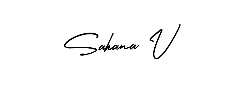 Make a beautiful signature design for name Sahana V. With this signature (AmerikaSignatureDemo-Regular) style, you can create a handwritten signature for free. Sahana V signature style 3 images and pictures png