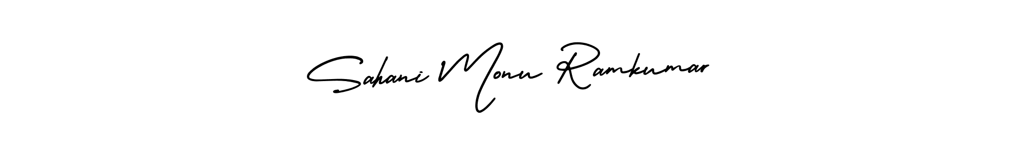 Make a beautiful signature design for name Sahani Monu Ramkumar. With this signature (AmerikaSignatureDemo-Regular) style, you can create a handwritten signature for free. Sahani Monu Ramkumar signature style 3 images and pictures png