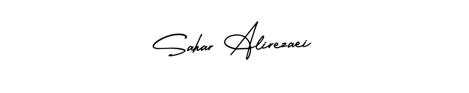 This is the best signature style for the Sahar Alirezaei name. Also you like these signature font (AmerikaSignatureDemo-Regular). Mix name signature. Sahar Alirezaei signature style 3 images and pictures png