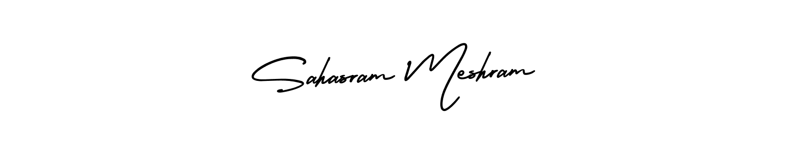 How to make Sahasram Meshram name signature. Use AmerikaSignatureDemo-Regular style for creating short signs online. This is the latest handwritten sign. Sahasram Meshram signature style 3 images and pictures png
