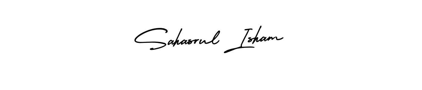 This is the best signature style for the Sahasrul Isham name. Also you like these signature font (AmerikaSignatureDemo-Regular). Mix name signature. Sahasrul Isham signature style 3 images and pictures png