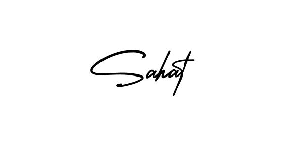 The best way (AmerikaSignatureDemo-Regular) to make a short signature is to pick only two or three words in your name. The name Sahat  include a total of six letters. For converting this name. Sahat  signature style 3 images and pictures png
