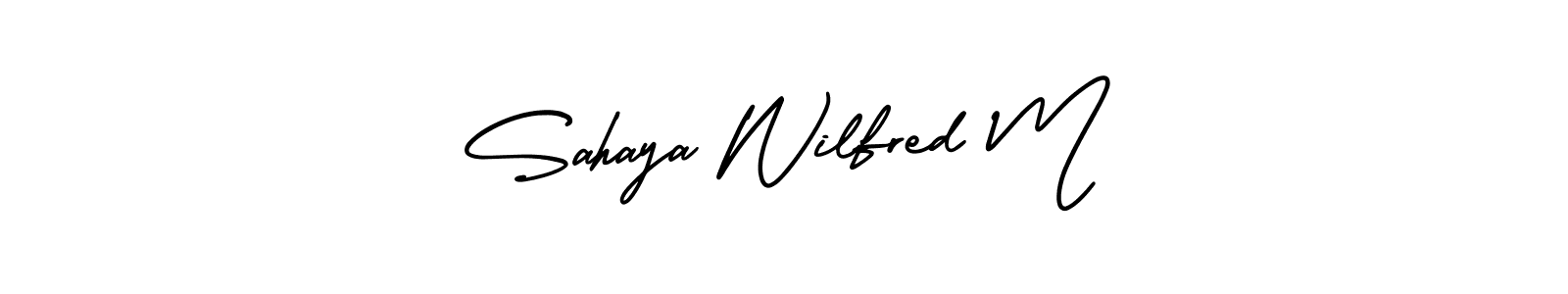 Sahaya Wilfred M stylish signature style. Best Handwritten Sign (AmerikaSignatureDemo-Regular) for my name. Handwritten Signature Collection Ideas for my name Sahaya Wilfred M. Sahaya Wilfred M signature style 3 images and pictures png