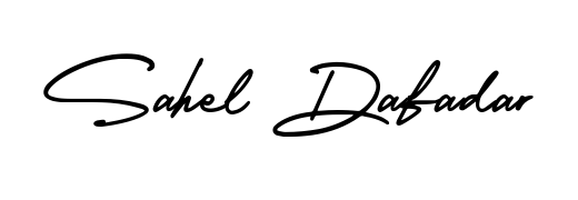 Master the art of signing with Sahel Dafadar written in fluent AmerikaSignatureDemo-Regular script. A great template to practice and refine your handwriting. Sahel Dafadar signature style 3 images and pictures png
