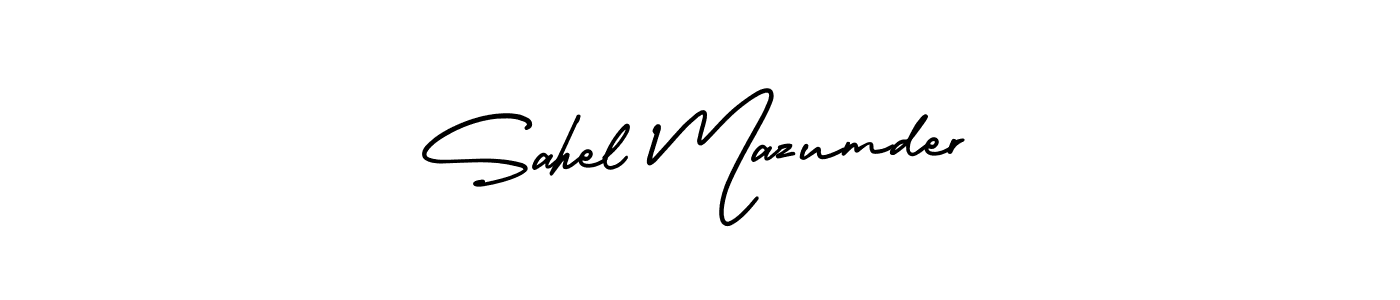 if you are searching for the best signature style for your name Sahel Mazumder. so please give up your signature search. here we have designed multiple signature styles  using AmerikaSignatureDemo-Regular. Sahel Mazumder signature style 3 images and pictures png