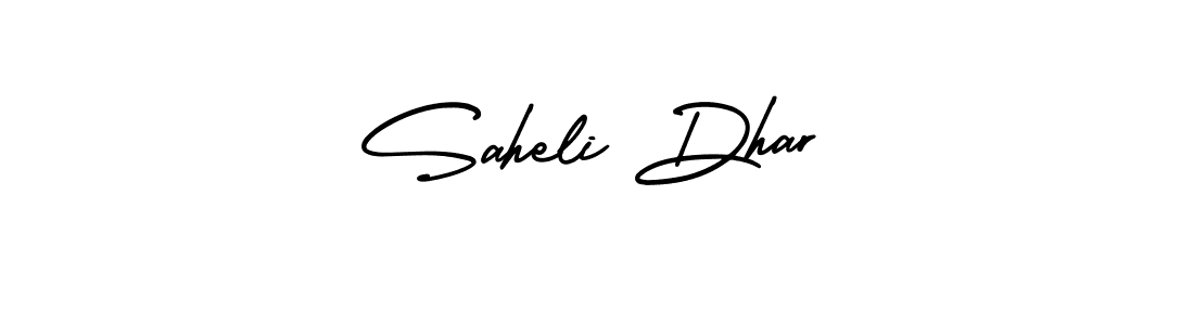 The best way (AmerikaSignatureDemo-Regular) to make a short signature is to pick only two or three words in your name. The name Saheli Dhar include a total of six letters. For converting this name. Saheli Dhar signature style 3 images and pictures png